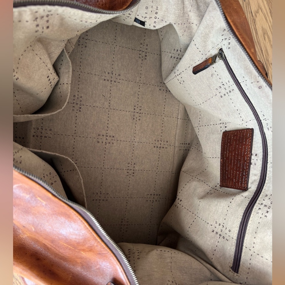 Moore & Giles Brown Leather Benedict Weekend Duffel - Picture 9 of 16